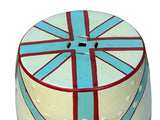 Light Celadon Base Turquoise Cross Line Round Porcelain Stool Table ws3562S