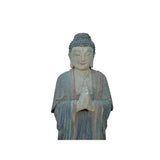 Vintage Rustic Wood Anjali Mudra Standing Buddha Amitabha Shakyamuni Statue ws3589S