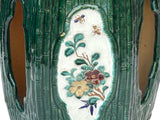 Asian Hexagon Green Open Window Flower Bamboo Motif Clay Garden Stool Table ws3591S