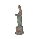 Vintage Rustic Wood Apana Mudra Standing Bodhisattva Guan Yin Statue ws3593