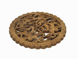 Small Round Wave Edge 5 Blessing Fok Bats Motif Wood Wall Panel Plaque ws3610S