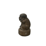 Oriental Gray Stone Little Lohon Monk Covering Eyes Statue ws3637S
