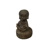 Oriental Gray Stone Little Lohon Monk Reading Book Statue ws3635S