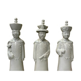15" Chinese White 3 Standing Ching Qing Emperor Kings Figure Set ws3709S