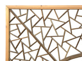 Chinese Tan Color Flower Ducks Geometric Round Arch Wood Room Divider ws3720S