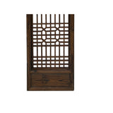 Chinese Vintage Restored Wood Geometric Pattern Brown Wall Hanging Art ws3743S