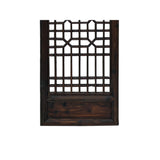 Chinese Vintage Restored Wood Geometric Pattern Brown Wall Hanging Art ws3750S