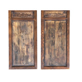 Pair Oriental Bats Floral Geometric Pattern Tall Wood Door Panel Screen ws3771S