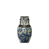Vintage Chinese Crackle Ceramic Blue White Flower Birds Vase ws3779S