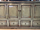 Distressed Gloss Gray 4 Doors Drawers Credenza Sideboard Console Cabinet ws4347S