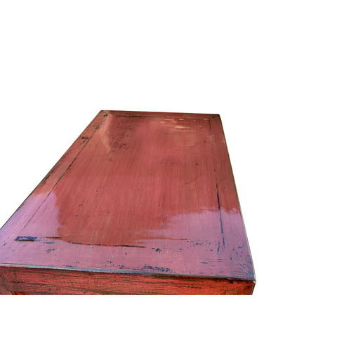 Distressed Coral Pink Orange Color Slim End Table Nightstand Cabinet w ...