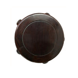 9.5" Dark Black Brown Dragon Motif Round Wood Display Stand ws4355S