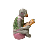 Vintage Oriental Gray Base Color Monkey Reading Book Ceramic Art Figure ws4404S