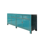 Oriental Distressed Teal Blue Credenza Sideboard Buffet Table Cabinet ws4408S