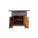 Distressed Rustic Black Rough Grain Wood Side Table Nightstand Cabinet ws4412S