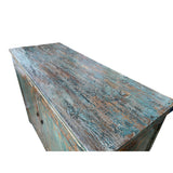 Distressed Rustic Teal Blue 2 Doors Credenza Sideboard Console Cabinet ws4425S