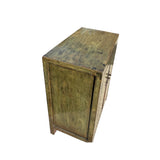 Distressed Olive Green MoonFace 2 Doors End Table Nightstand Cabinet ws4427S