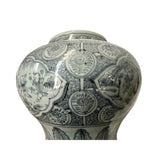 Vintage Fade Gray Blue White Fat Body Scenery Graphic Porcelain Vase ws4501S