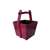 Vintage Rustic Hot Pink Red Square With Handle Wood Bucket ws4512S