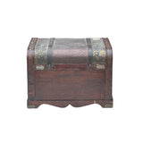 Vintage Weathered Patina Treasure Chest Shape Wood Trunk Box ws4528S