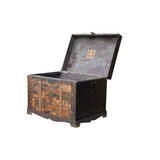 Vintage Weathered Patina Treasure Chest Shape Wood Trunk Box ws4534S