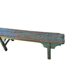 Distressed Brown Teal Blue Green Village Slim Narrow Wood Bench ws4540S