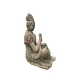 Vintage Chinese Cross Legs Guan Yin Bodhisattva Wood Statue ws4557S