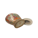 Vintage Chinese Famille Rose Scenery Flat Jar Shape Porcelain Art ws4558S