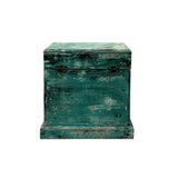 14" Distressed Faded Teal Green Small 5 Drawers Storage Chest Box ws4561s