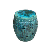Green Teal Turquoise Swirl Cloud Pattern Round Ceramic Stool Table ws4578S