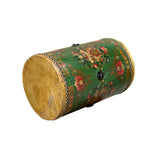 Chinese Tibetan Style Drum Shape Teal Green Jewel Tower Floral Side Table ws4644S