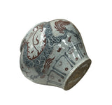 Oriental Off White Crackle Base Blue Red Dragon Ceramic Art Vase Jar ws4658S