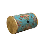 Chinese Tibetan Style Drum Shape Turquoise Jewel Tower Floral Side Table ws4671S