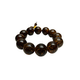 Natural Scale Dots Pattern Wood Beads Hand Rosary Praying Bracelet ws4687S
