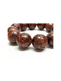 Chinese Rosewood Lotus Petal Carved Beads Hand Rosary Praying Bracelet ws4695S