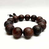 Chinese Rosewood Carved Beads Hand Rosary Praying Bracelet ws4697S