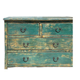 Distressed Teal Blue Green 5 Drawers Credenza Storage Sideboard Cabinet ws4709S