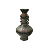 Orient Bronze Glaze Dragon Handle Color Floral Motif Ceramic Vase ws4717S