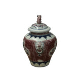 Orient Crackle Blue Red White Floral Graphic Ceramic Jar ws4718S