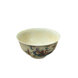 Chinese Off White Color Dragon Graphic Porcelain Bowl Display Art ws4719S