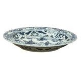 Chinese Blue White People Riding Horse Round Porcelain Display Plate ws4723S
