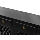 Black Lattice Doors Drawers Sideboard Credenza Console Cabinet ws4756S