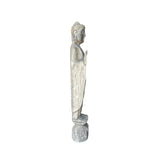 Chinese Distressed Gray Stone Carved Standing Buddha Statue ws4767S