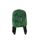 Natural Green Stone Kirin Motif Carving Display Plaque Art ws4803S