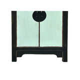 Distressed Black Frame Moon Face Light Green Blue End Table Nightstand ws4802S