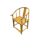 Oriental Light Brown Horseshoe Round Back Elm Wood Armchair ws4805S