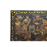 Vintage Chinese Black Golden Scenery Storage Armoire Wardrobe Cabinet ws4807S