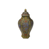 Handmade Chinese Porcelain Hexagonal Pagoda Vase with Lid – Floral & Bird Motif ws4841S