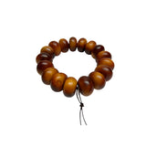 Chinese Brown Wood Grain Beads Hand Rosary Praying Bracelet ws4863S