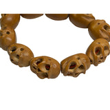 Chinese Brown Wood Beads Carved Into Skull Masks Look Chain ws4875S